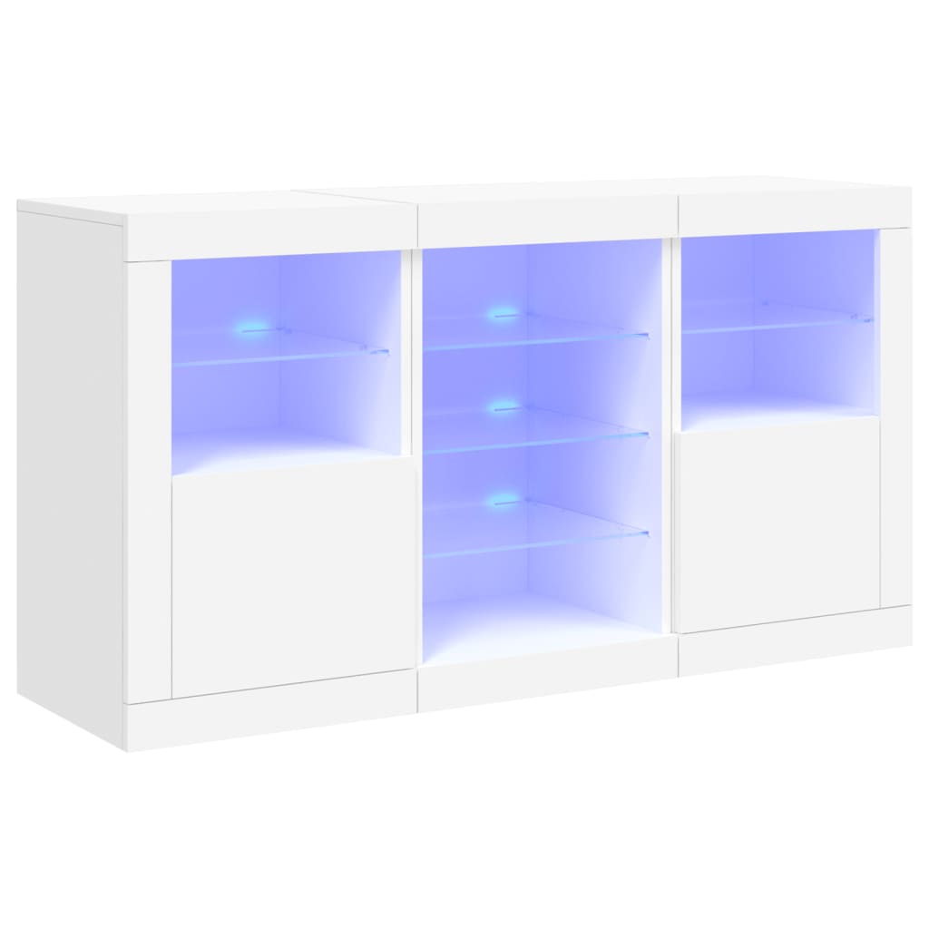vidaXL Servantă cu lumini LED, alb, 123x37x67 cm