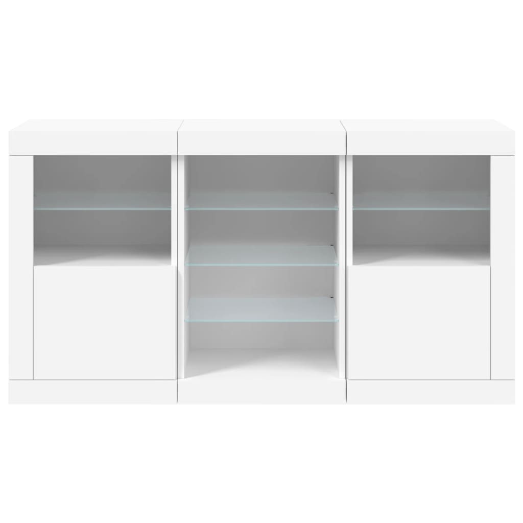 vidaXL Servantă cu lumini LED, alb, 123x37x67 cm