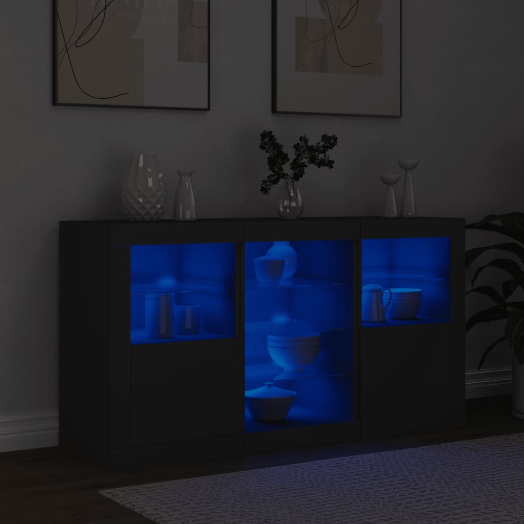 vidaXL Servantă cu lumini LED, negru, 123x37x67 cm vidaXL Servantă cu lumini LED, negru, 123x37x67 cm