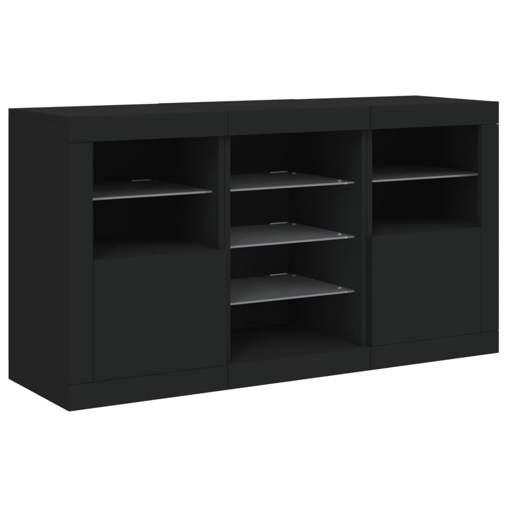 vidaXL Servantă cu lumini LED, negru, 123x37x67 cm vidaXL Servantă cu lumini LED, negru, 123x37x67 cm