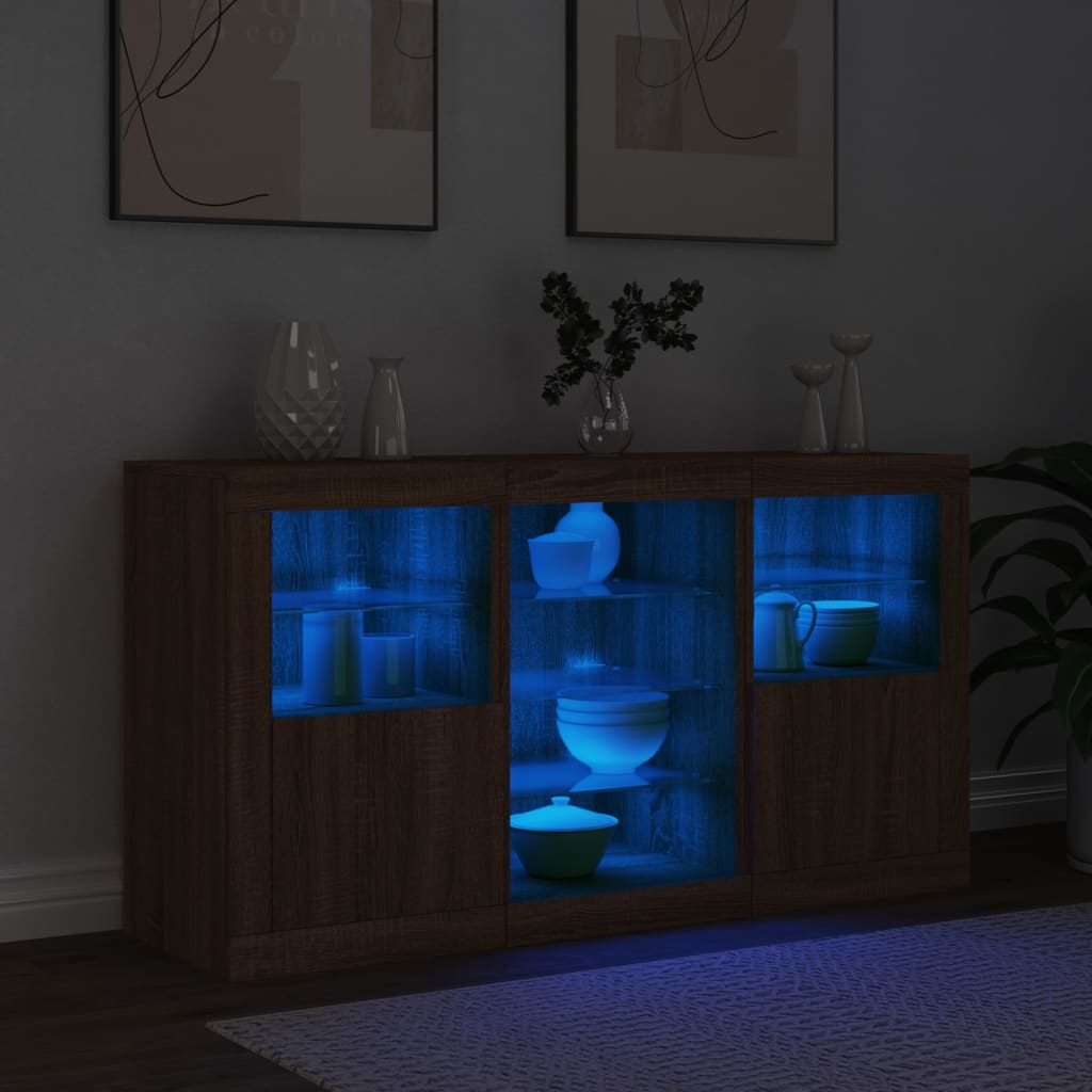 vidaXL Dulap cu lumini LED, stejar maro, 123x37x67 cm vidaXL Dulap cu lumini LED, stejar maro, 123x37x67 cm