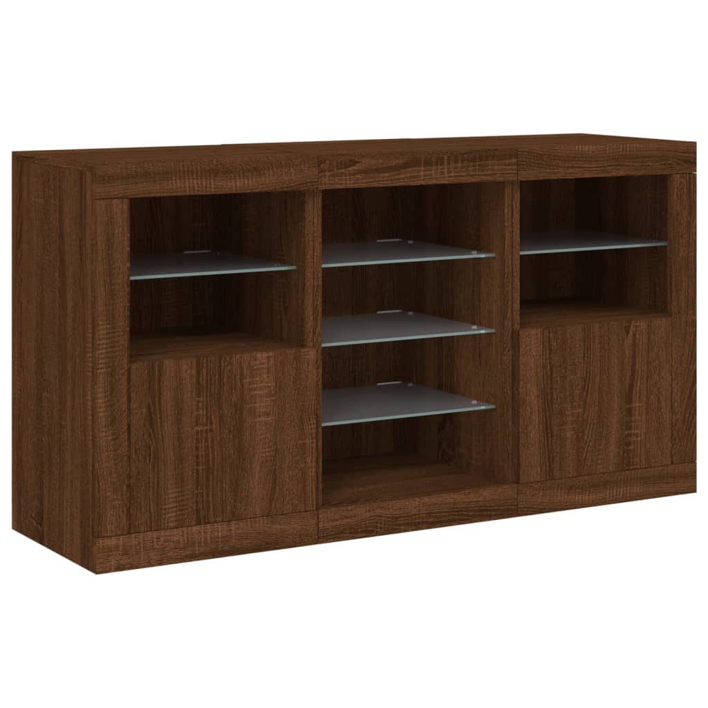 vidaXL Dulap cu lumini LED, stejar maro, 123x37x67 cm vidaXL Dulap cu lumini LED, stejar maro, 123x37x67 cm