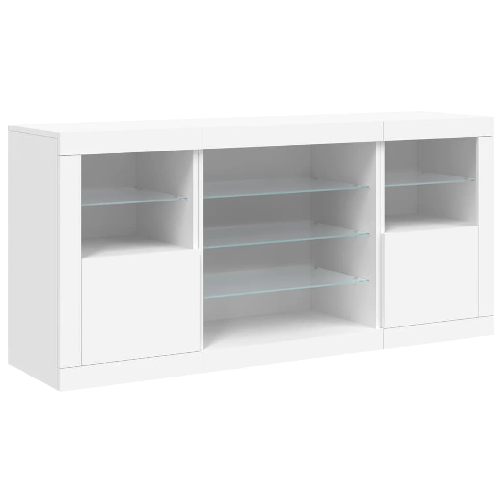 vidaXL Servantă cu lumini LED, alb, 142,5x37x67 cm