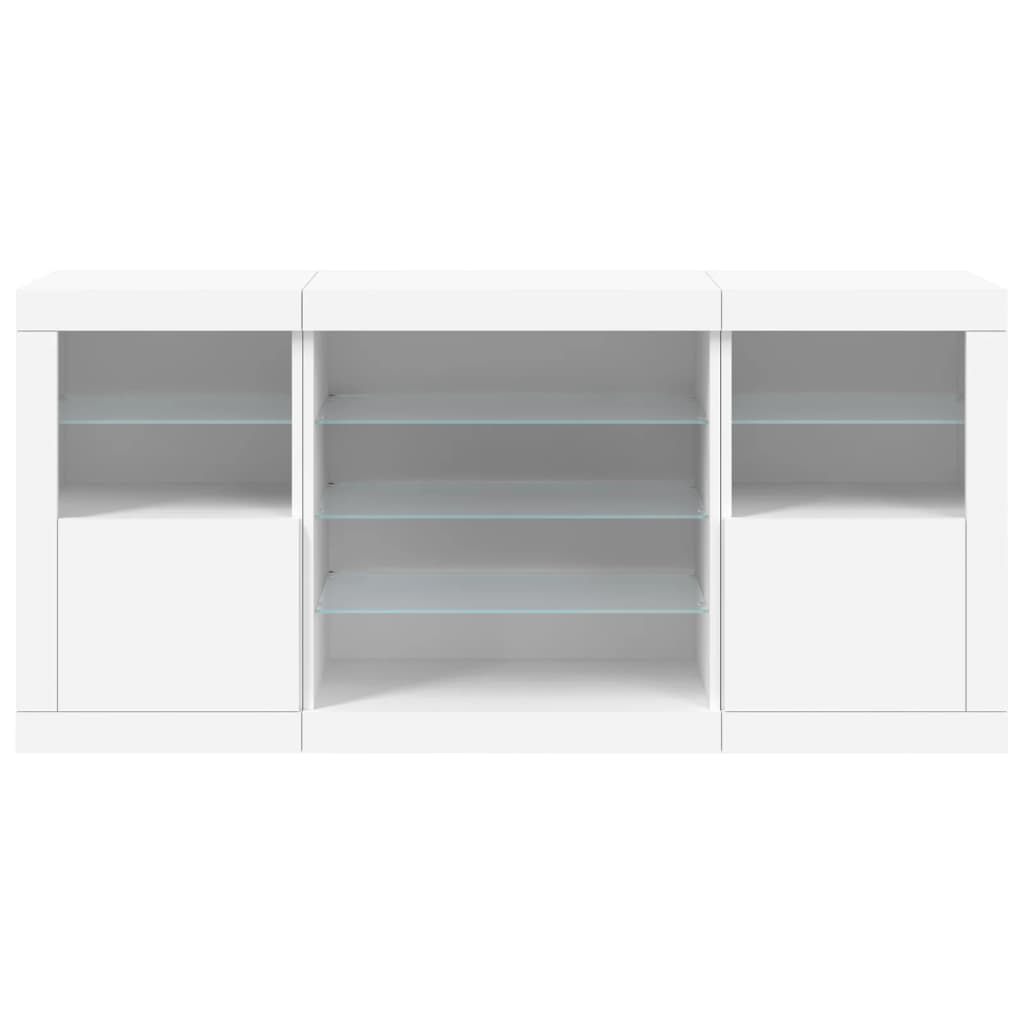 vidaXL Servantă cu lumini LED, alb, 142,5x37x67 cm