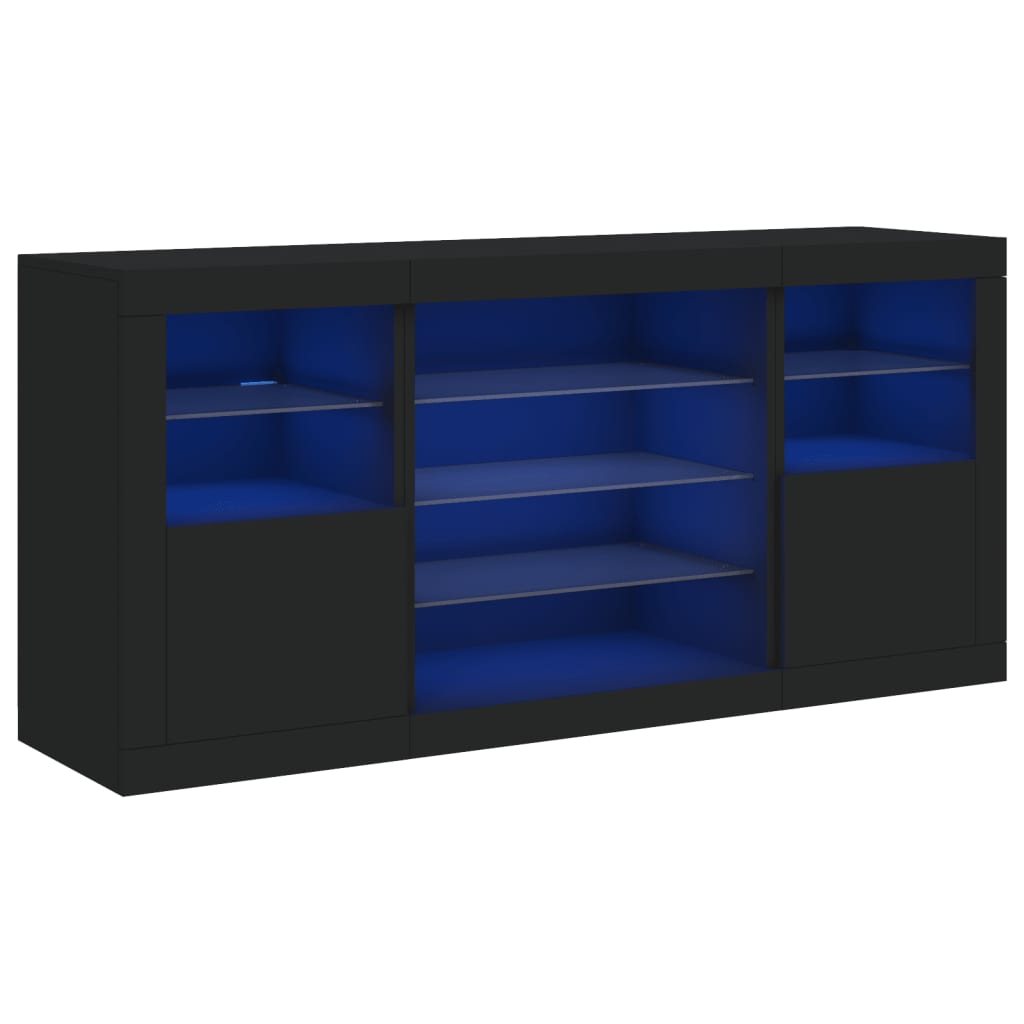 vidaXL Servantă cu lumini LED, negru, 142,5x37x67 cm vidaXL Servantă cu lumini LED, negru, 142,5x37x67 cm