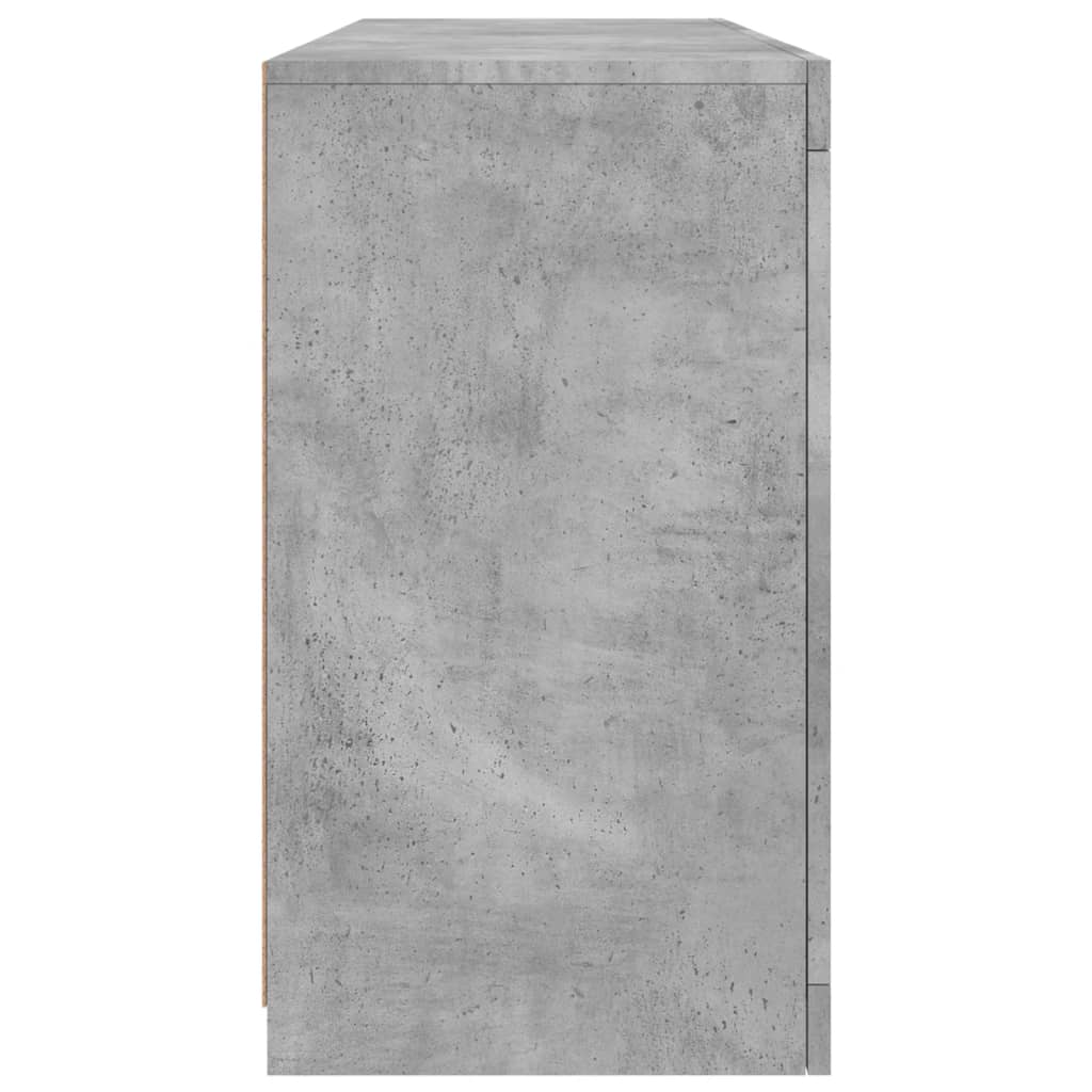 vidaXL Servantă cu lumini LED, gri beton, 142,5x37x67 cm