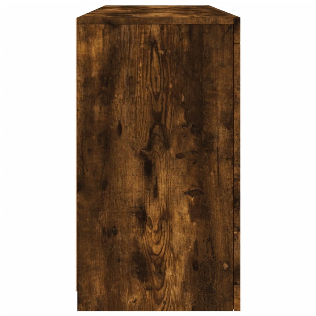 vidaXL Dulap cu lumini LED, stejar fumuriu, 142,5x37x67 cm