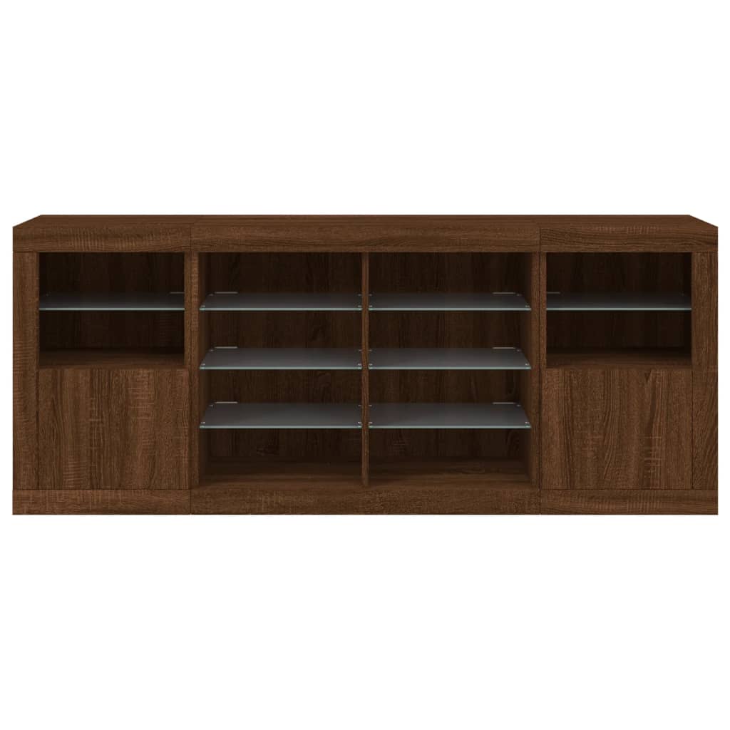 vidaXL Servantă cu lumini LED, stejar maro, 163x37x67 cm vidaXL Servantă cu lumini LED, stejar maro, 163x37x67 cm