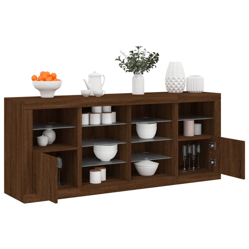 vidaXL Servantă cu lumini LED, stejar maro, 163x37x67 cm vidaXL Servantă cu lumini LED, stejar maro, 163x37x67 cm