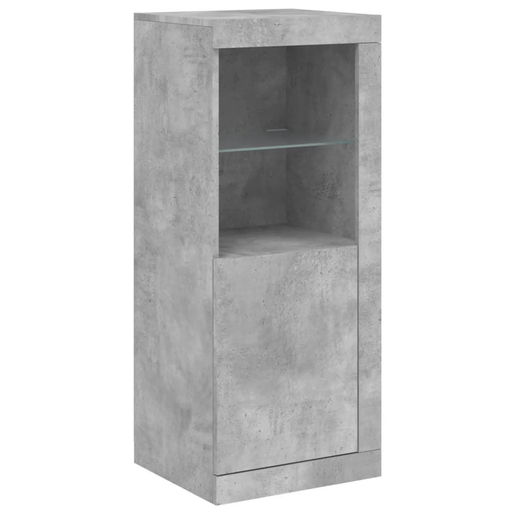 vidaXL Servantă cu lumini LED, 3 buc., gri beton, lemn prelucrat