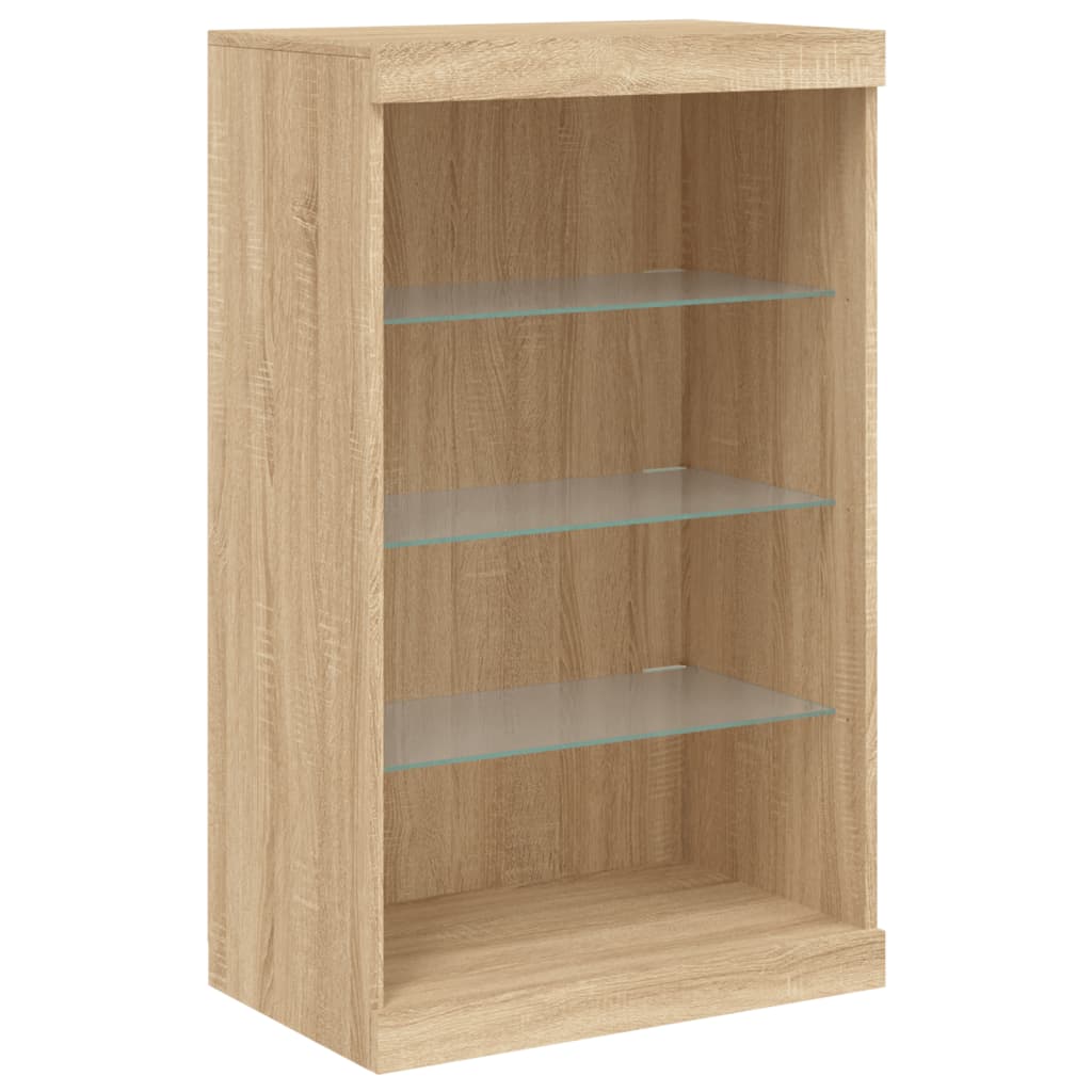 vidaXL Servantă cu lumini LED, 3 buc., stejar sonoma, lemn prelucrat