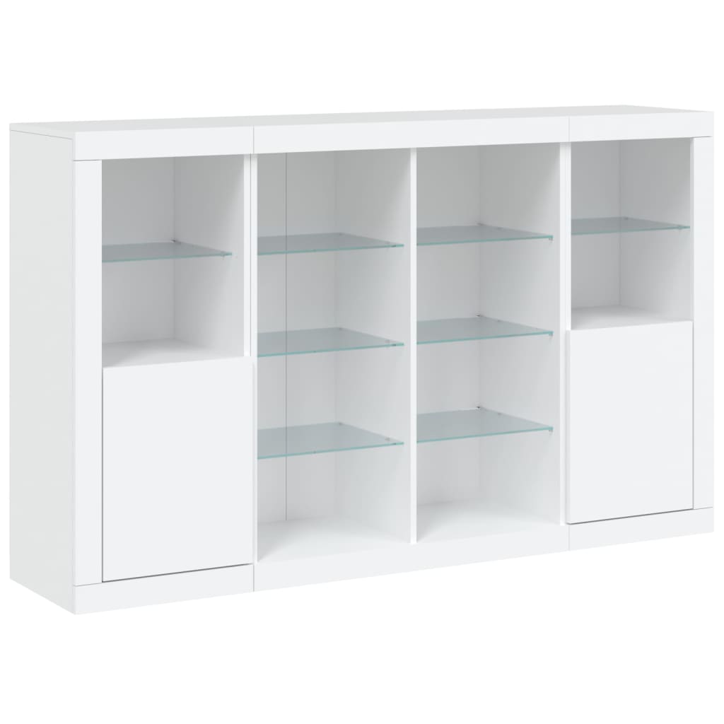 vidaXL Servantă cu lumini LED, 3 buc., alb, lemn prelucrat vidaXL Servantă cu lumini LED, 3 buc., alb, lemn prelucrat