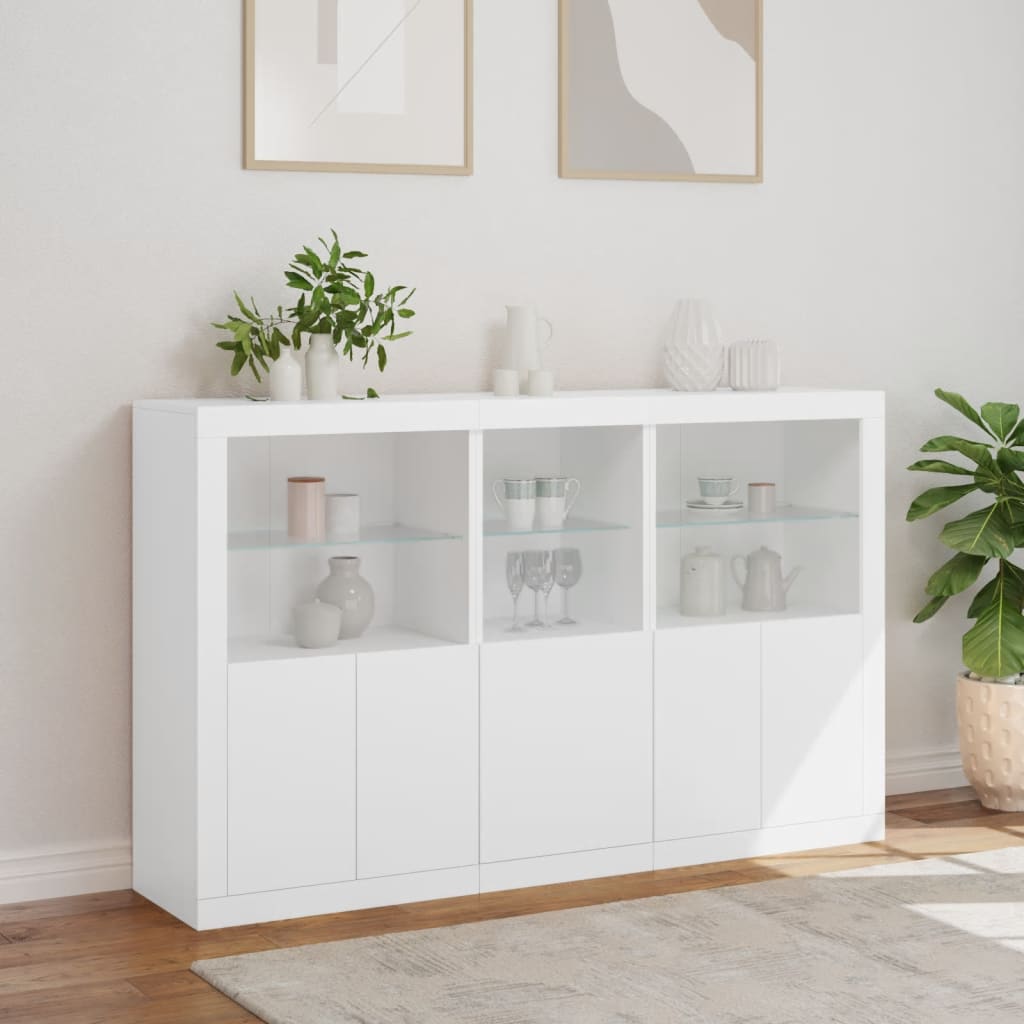 vidaXL Servantă cu lumini LED, alb, 162x37x100 cm