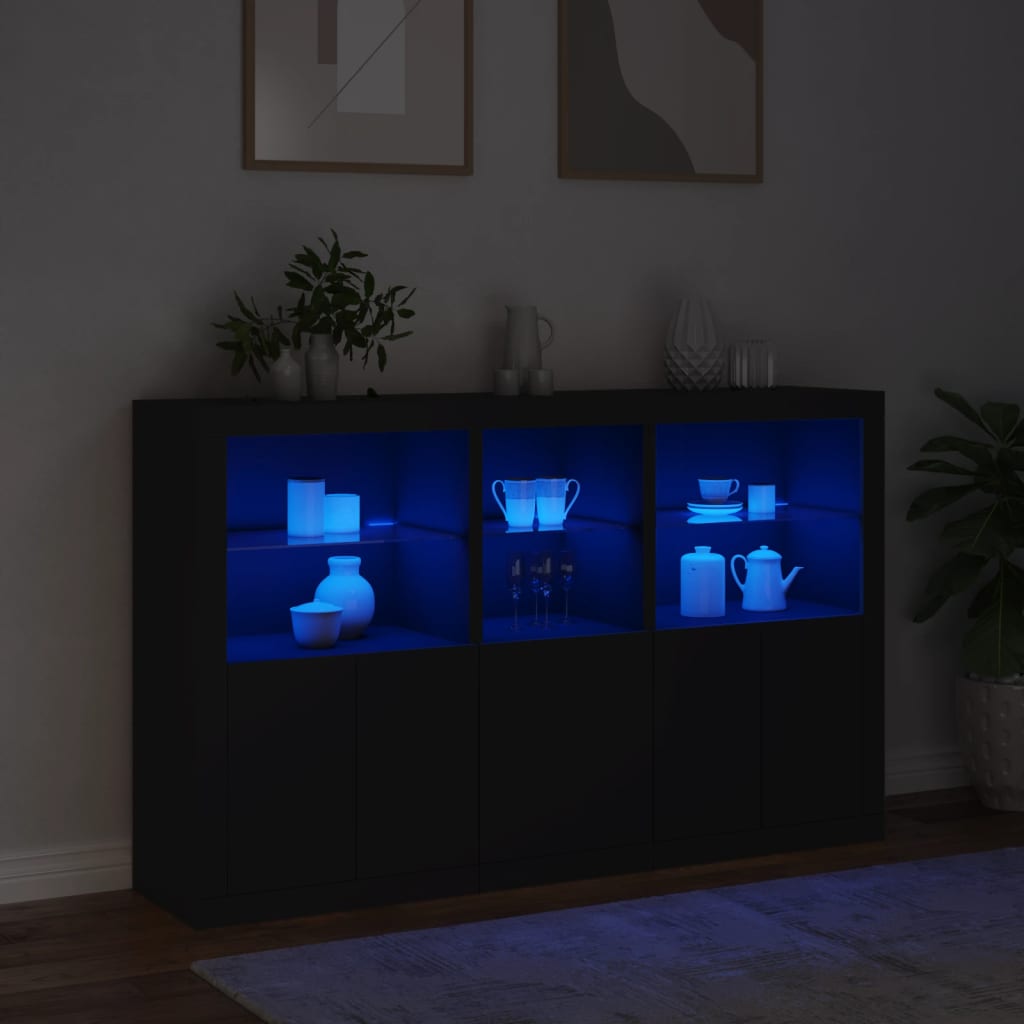vidaXL Servantă cu lumini LED, negru, 162x37x100 cm vidaXL Servantă cu lumini LED, negru, 162x37x100 cm