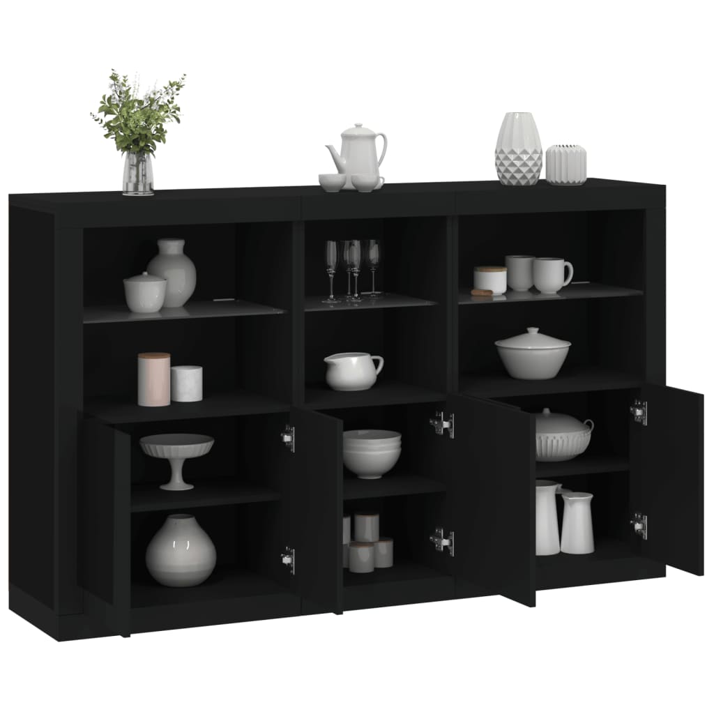 vidaXL Servantă cu lumini LED, negru, 162x37x100 cm vidaXL Servantă cu lumini LED, negru, 162x37x100 cm