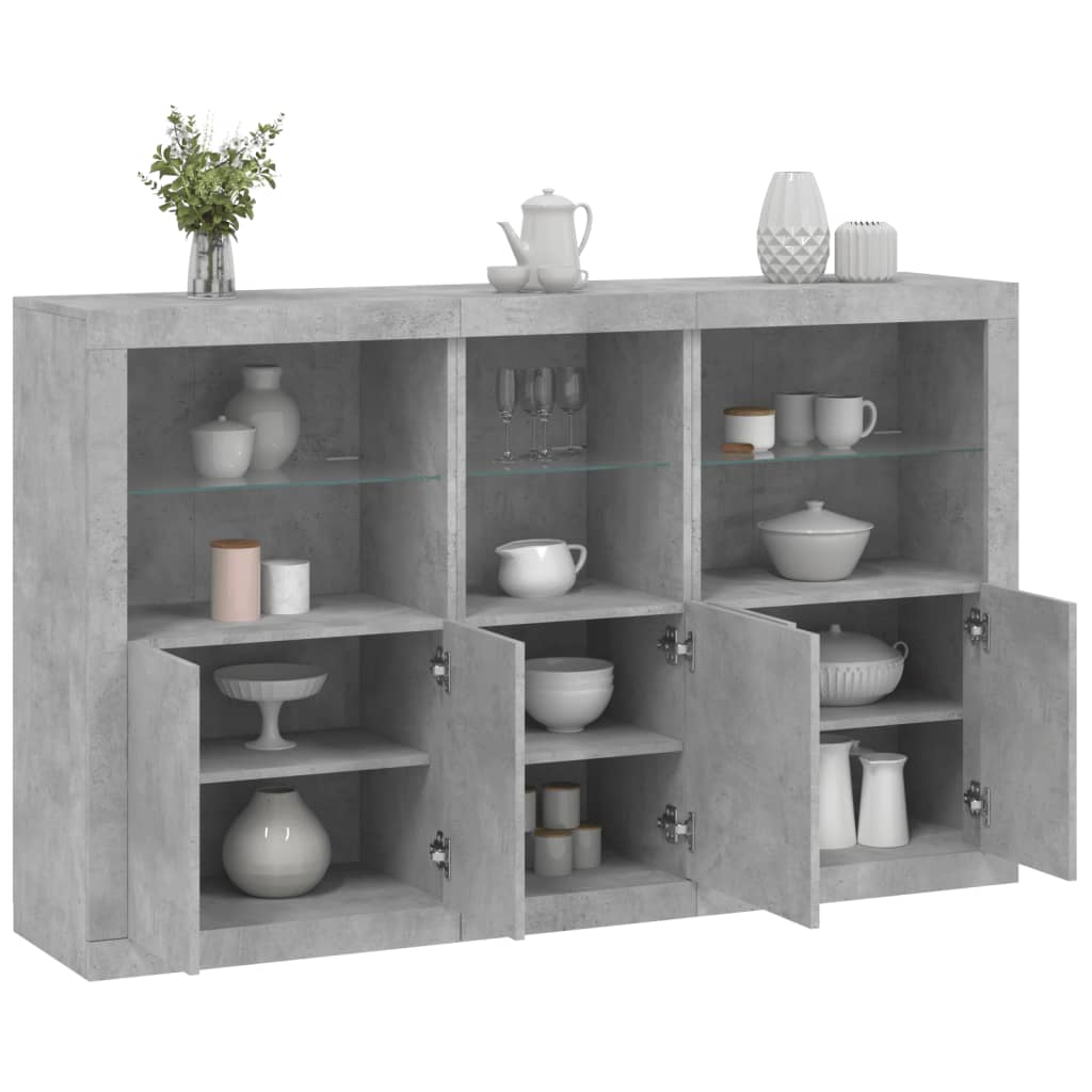 vidaXL Servantă cu lumini LED, gri beton, 162x37x100 cm vidaXL Servantă cu lumini LED, gri beton, 162x37x100 cm