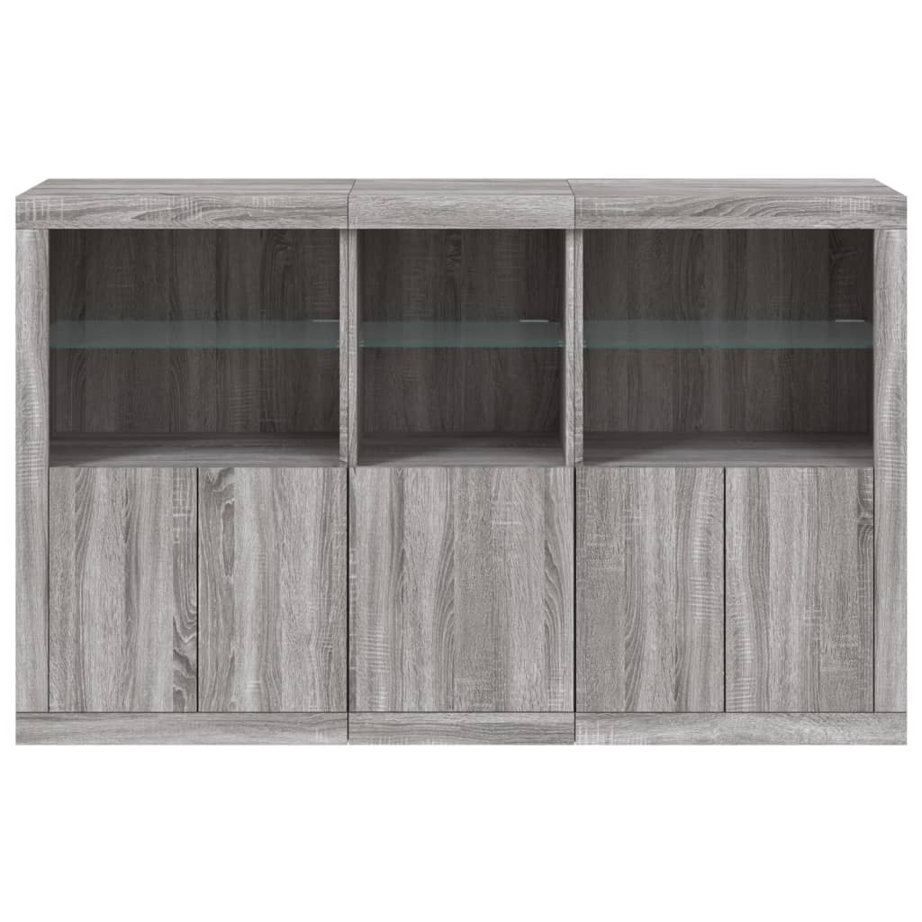 vidaXL Servantă cu lumini LED, gri sonoma, 162x37x100 cm