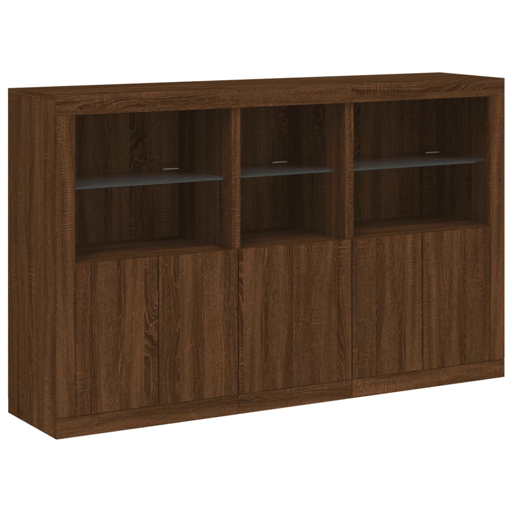 vidaXL Servantă cu lumini LED, stejar maro, 162x37x100 cm vidaXL Servantă cu lumini LED, stejar maro, 162x37x100 cm