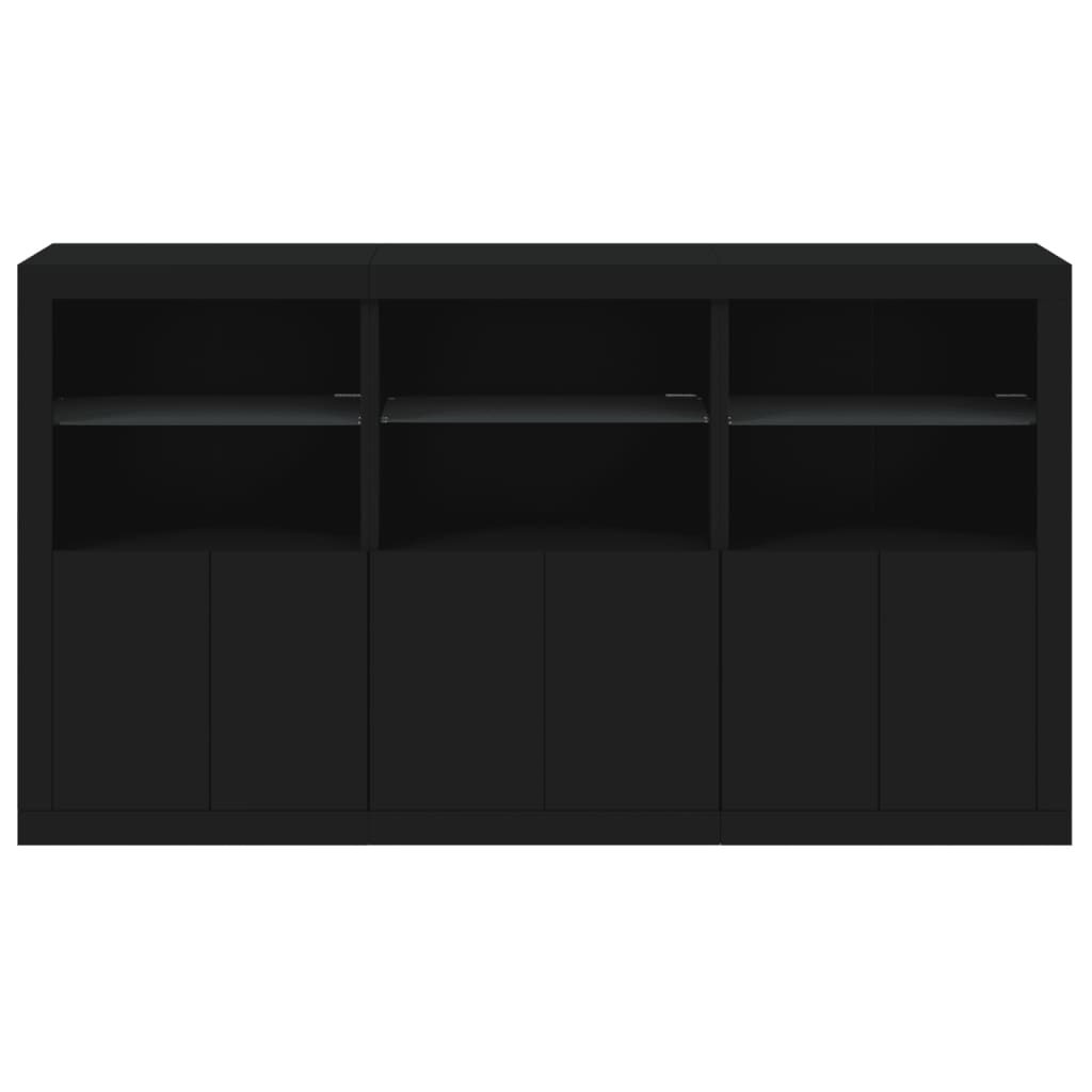 vidaXL Servantă cu lumini LED, negru, 181,5x37x100 cm