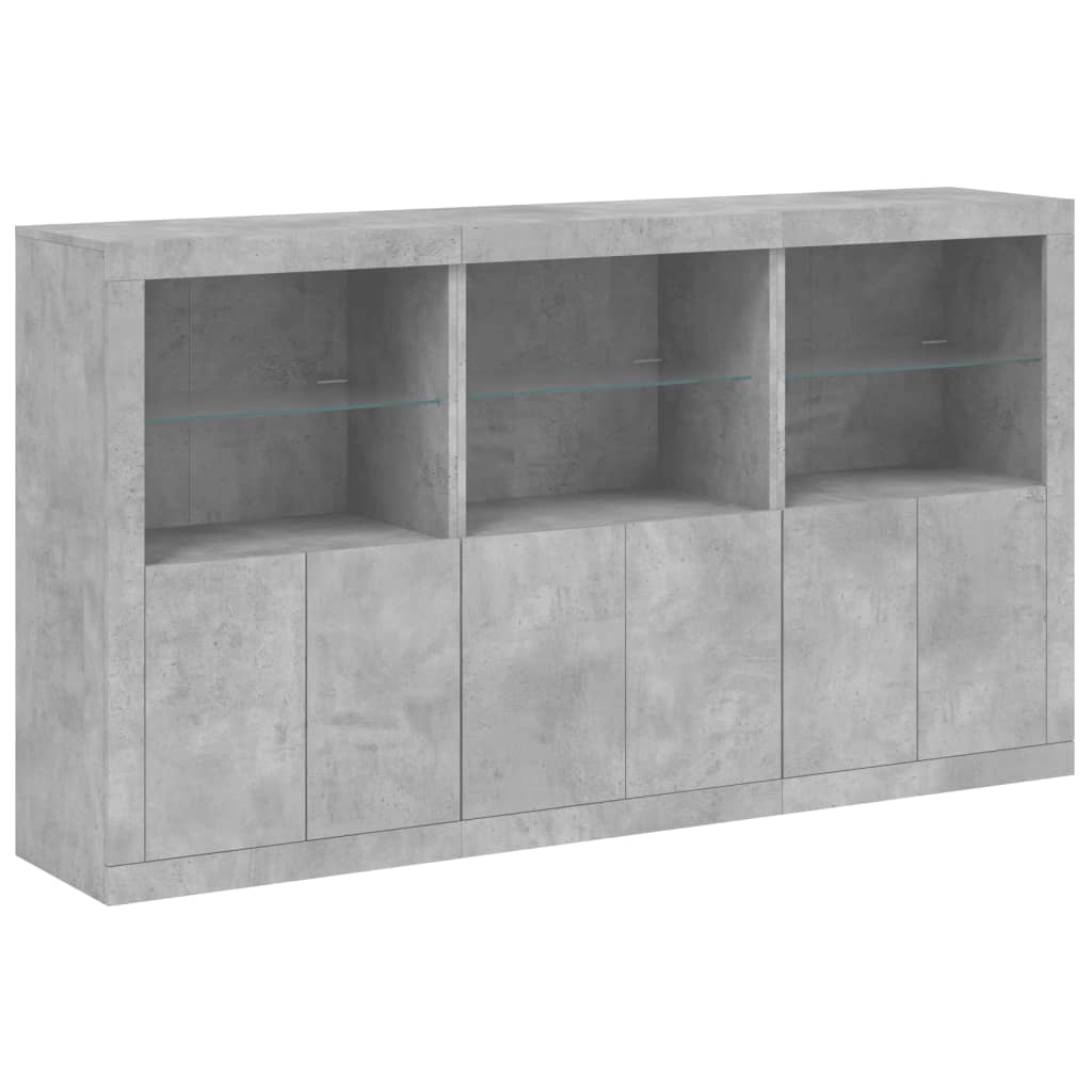 vidaXL Servantă cu lumini LED, gri beton, 181,5x37x100 cm