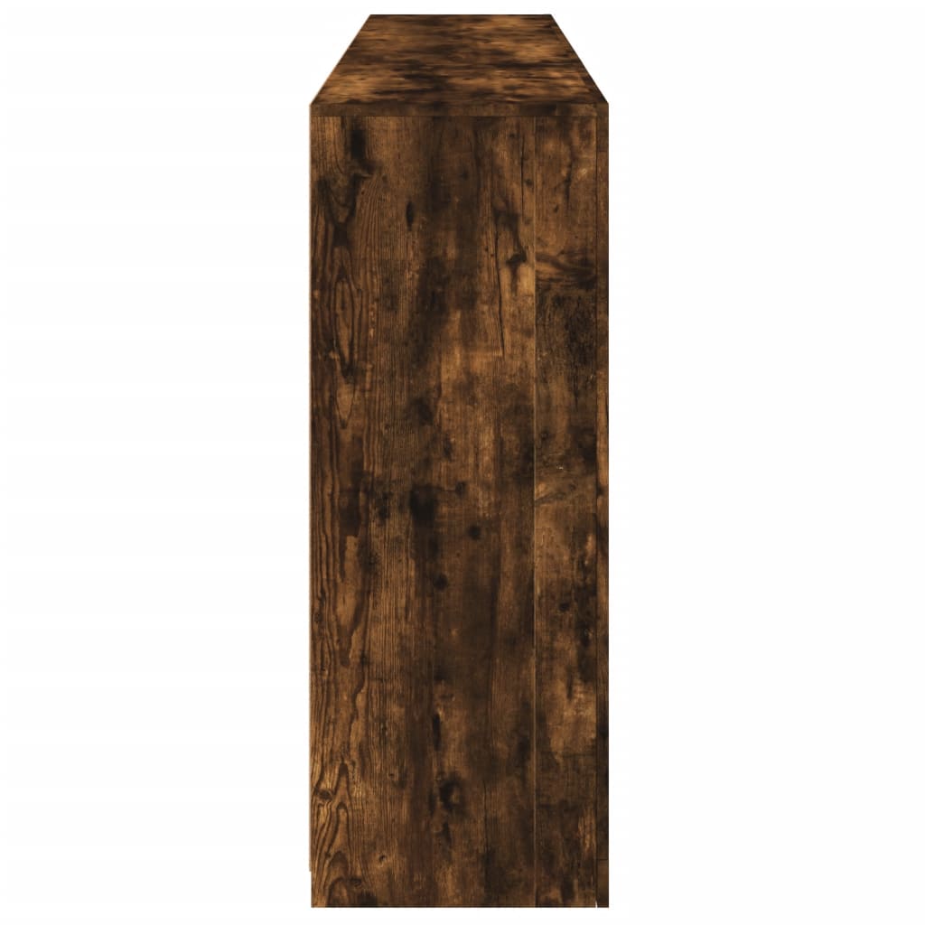 vidaXL Servantă cu lumini LED, stejar fumuriu, 181,5x37x100 cm