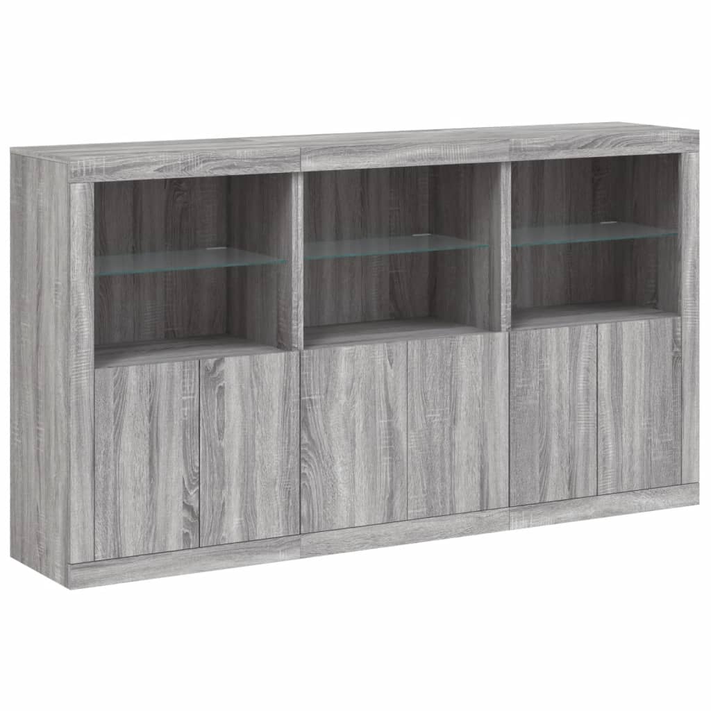 vidaXL Servantă cu lumini LED, gri sonoma, 181,5x37x100 cm vidaXL Servantă cu lumini LED, gri sonoma, 181,5x37x100 cm