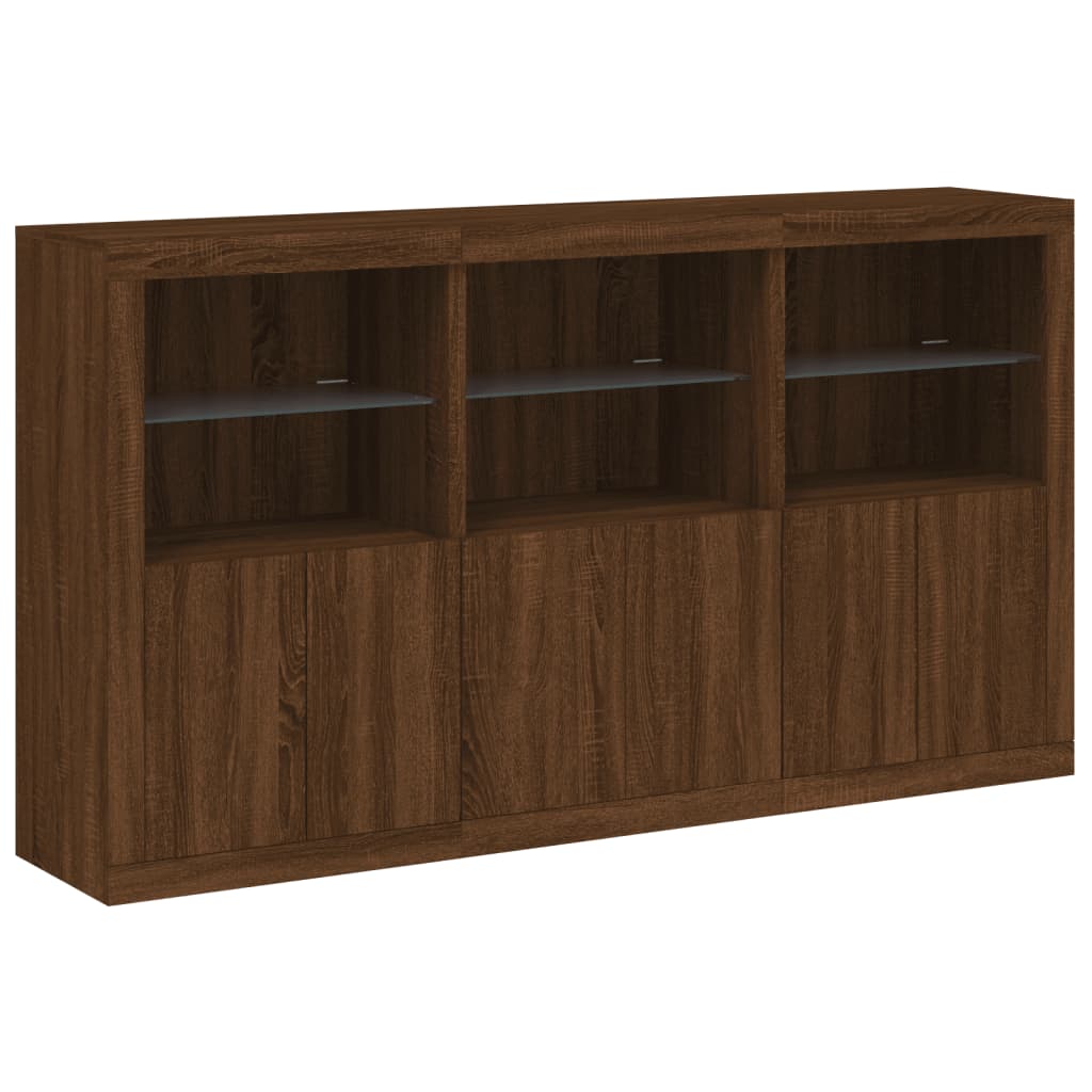 vidaXL Servantă cu lumini LED, stejar maro, 181,5x37x100 cm vidaXL Servantă cu lumini LED, stejar maro, 181,5x37x100 cm