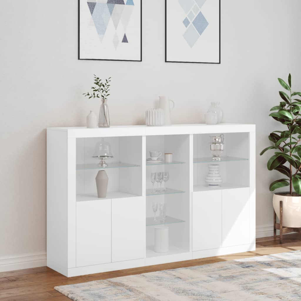 vidaXL Servantă cu lumini LED, alb, 162x37x100 cm vidaXL Servantă cu lumini LED, alb, 162x37x100 cm