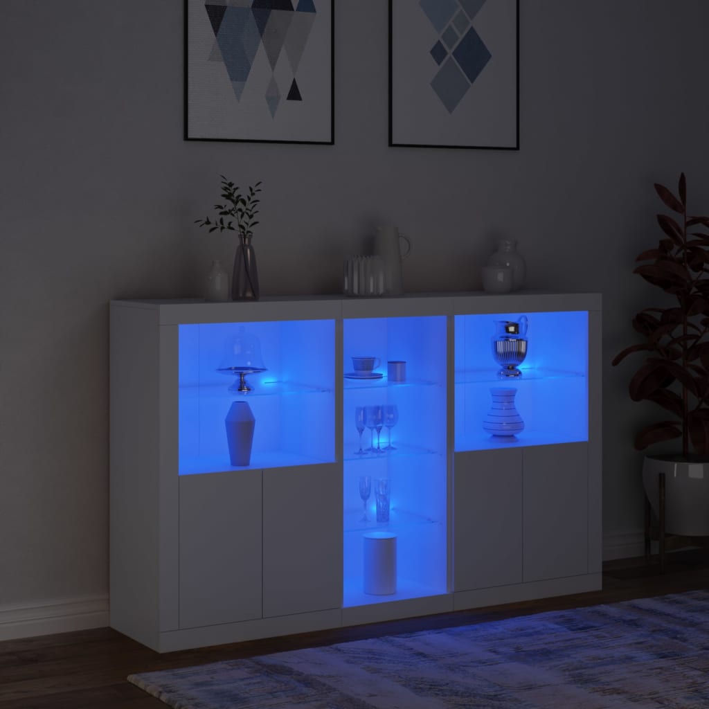 vidaXL Servantă cu lumini LED, alb, 162x37x100 cm vidaXL Servantă cu lumini LED, alb, 162x37x100 cm
