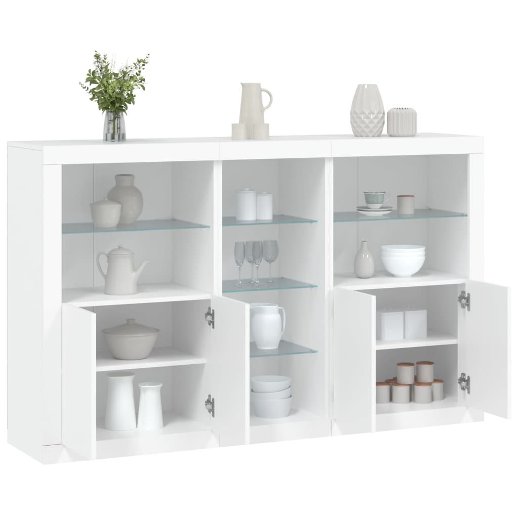 vidaXL Servantă cu lumini LED, alb, 162x37x100 cm vidaXL Servantă cu lumini LED, alb, 162x37x100 cm