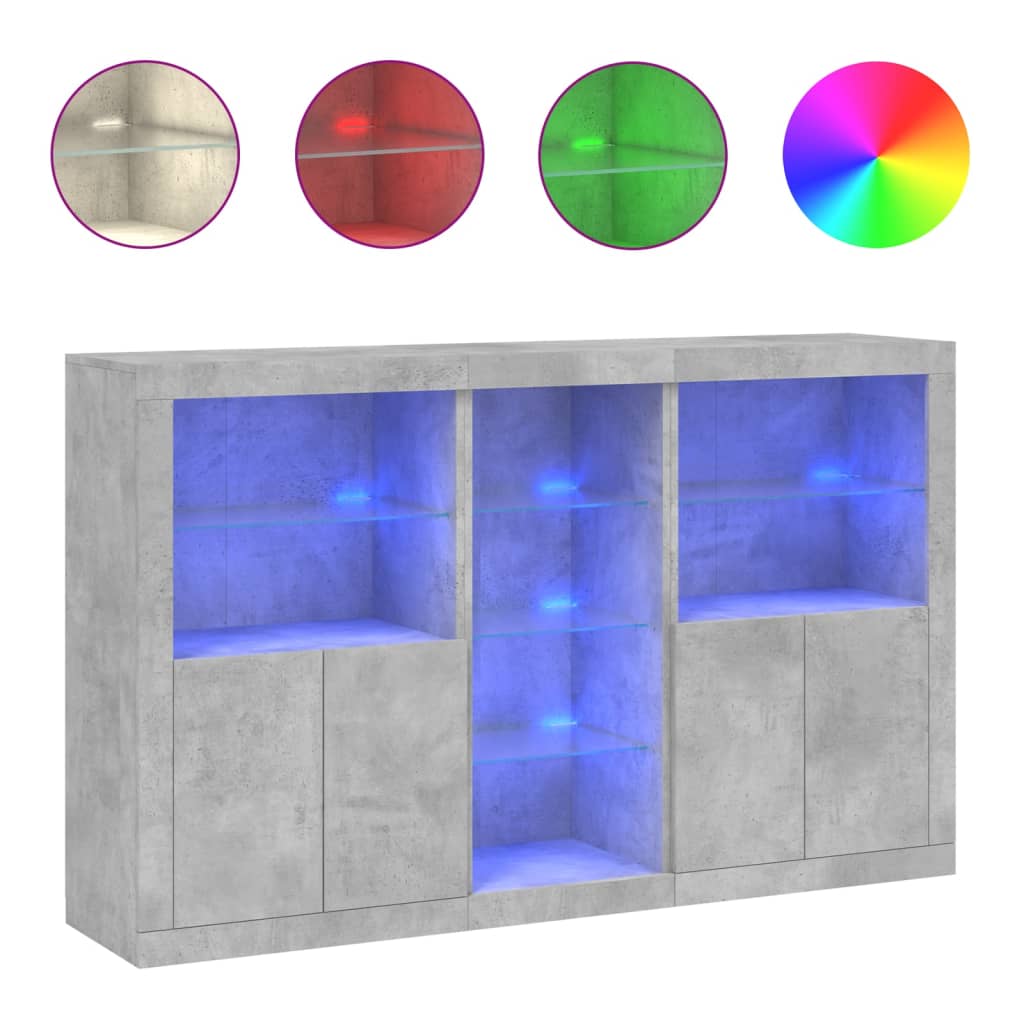 vidaXL Servantă cu lumini LED, gri beton, 162x37x100 cm vidaXL Servantă cu lumini LED, gri beton, 162x37x100 cm