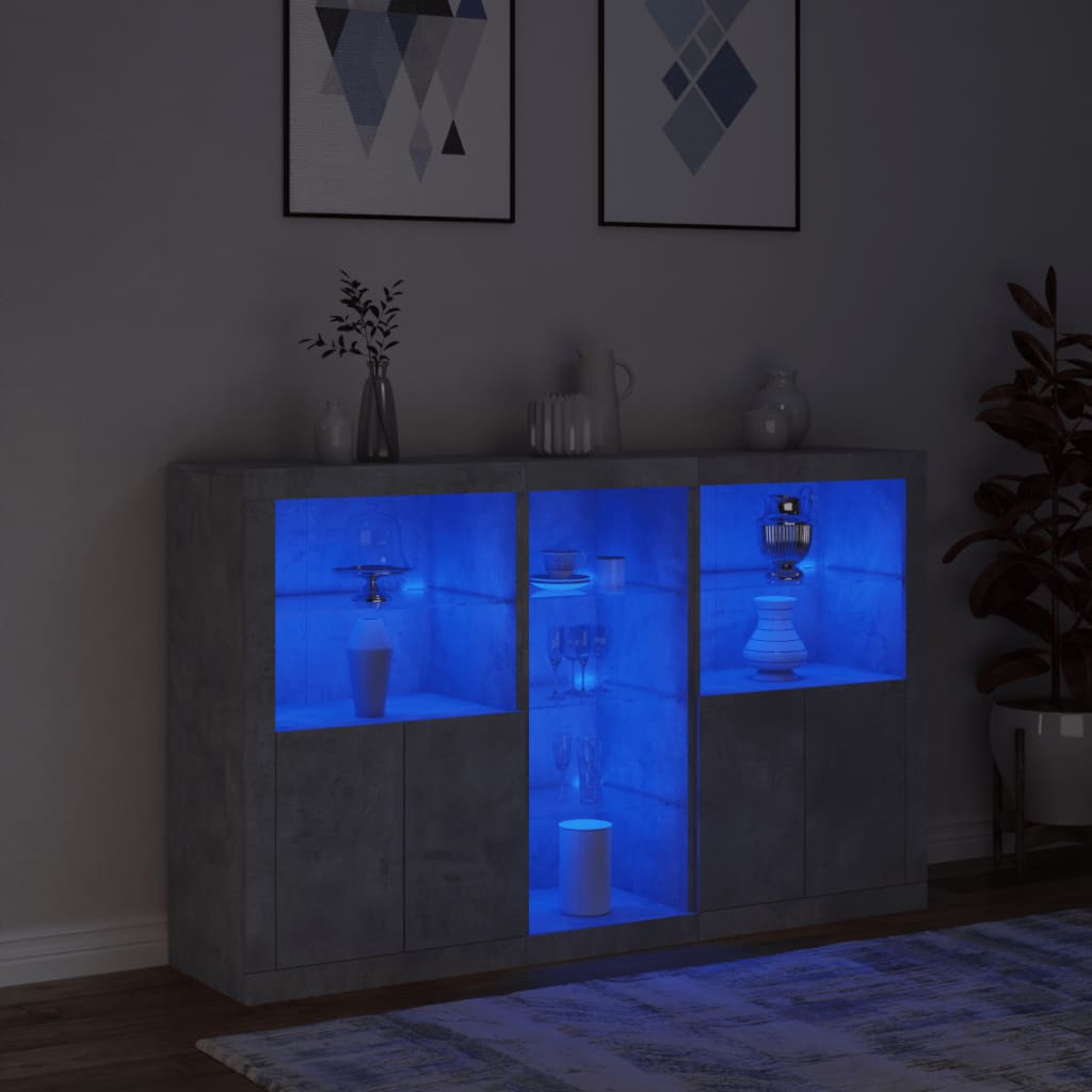 vidaXL Servantă cu lumini LED, gri beton, 162x37x100 cm vidaXL Servantă cu lumini LED, gri beton, 162x37x100 cm