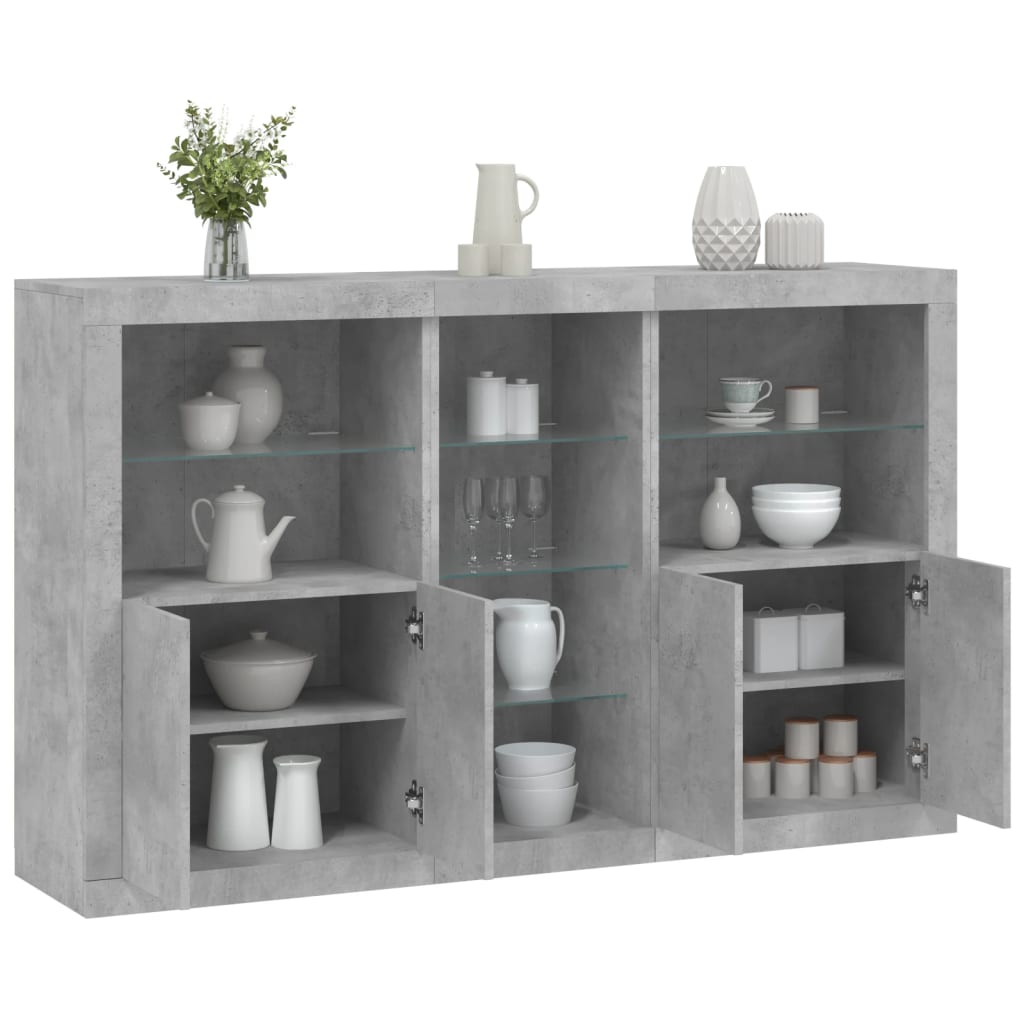 vidaXL Servantă cu lumini LED, gri beton, 162x37x100 cm vidaXL Servantă cu lumini LED, gri beton, 162x37x100 cm