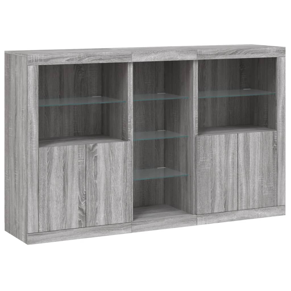 vidaXL Servantă cu lumini LED, gri sonoma, 162x37x100 cm vidaXL Servantă cu lumini LED, gri sonoma, 162x37x100 cm