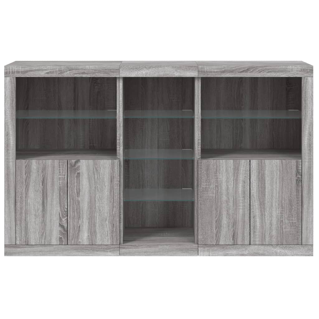 vidaXL Servantă cu lumini LED, gri sonoma, 162x37x100 cm vidaXL Servantă cu lumini LED, gri sonoma, 162x37x100 cm