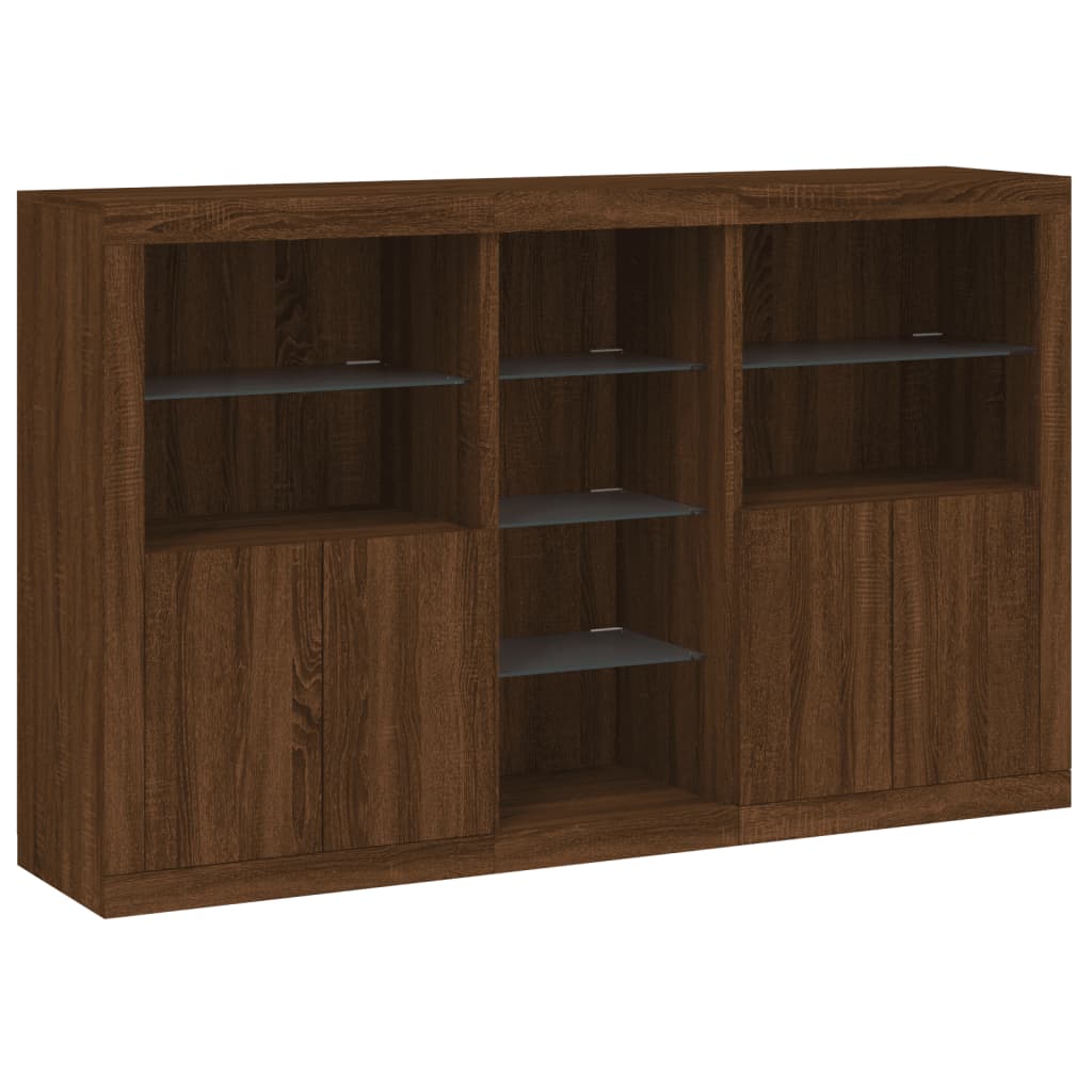 vidaXL Servantă cu lumini LED, stejar maro, 162x37x100 cm