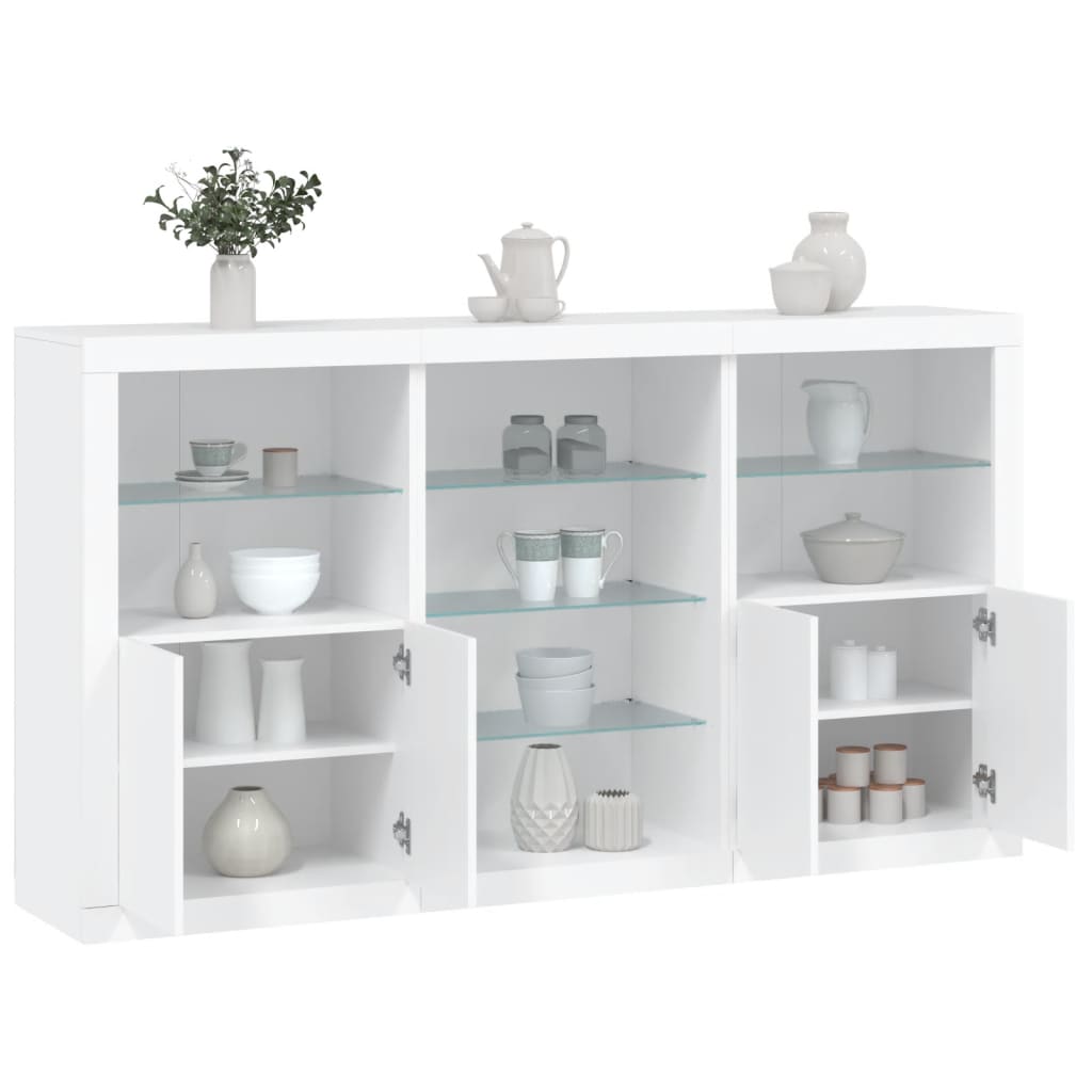 vidaXL Servantă cu lumini LED, alb, 181,5x37x100 cm vidaXL Servantă cu lumini LED, alb, 181,5x37x100 cm