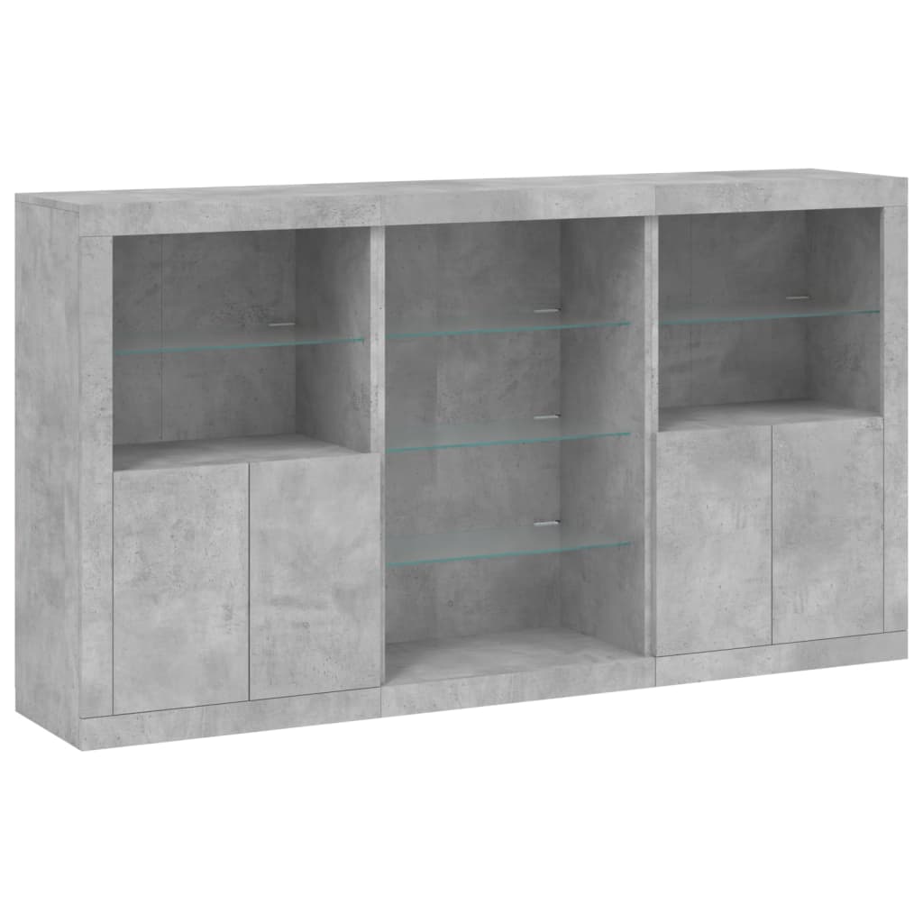 vidaXL Servantă cu lumini LED, gri beton, 181,5x37x100 cm vidaXL Servantă cu lumini LED, gri beton, 181,5x37x100 cm