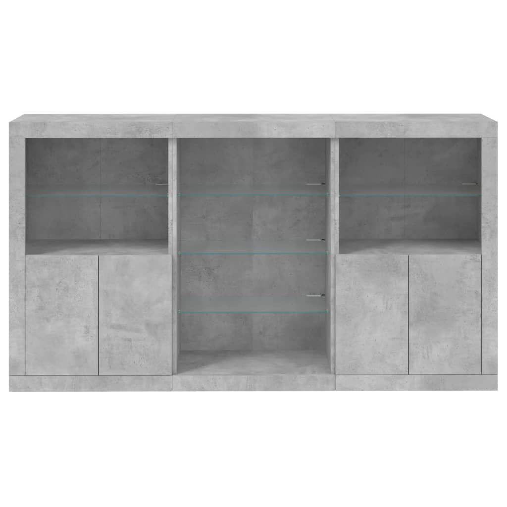 vidaXL Servantă cu lumini LED, gri beton, 181,5x37x100 cm vidaXL Servantă cu lumini LED, gri beton, 181,5x37x100 cm