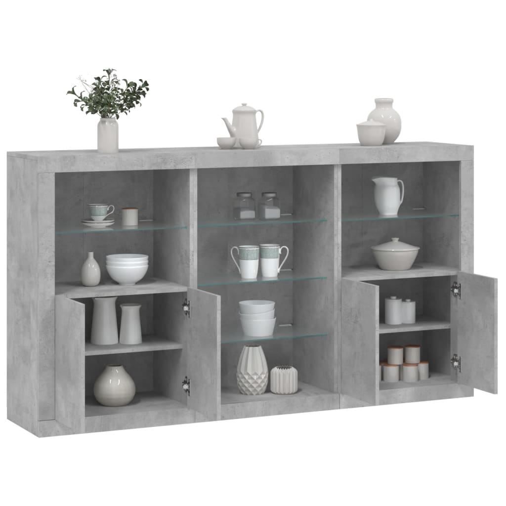 vidaXL Servantă cu lumini LED, gri beton, 181,5x37x100 cm vidaXL Servantă cu lumini LED, gri beton, 181,5x37x100 cm