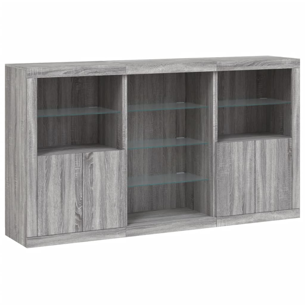 vidaXL Servantă cu lumini LED, gri sonoma, 181,5x37x100 cm vidaXL Servantă cu lumini LED, gri sonoma, 181,5x37x100 cm