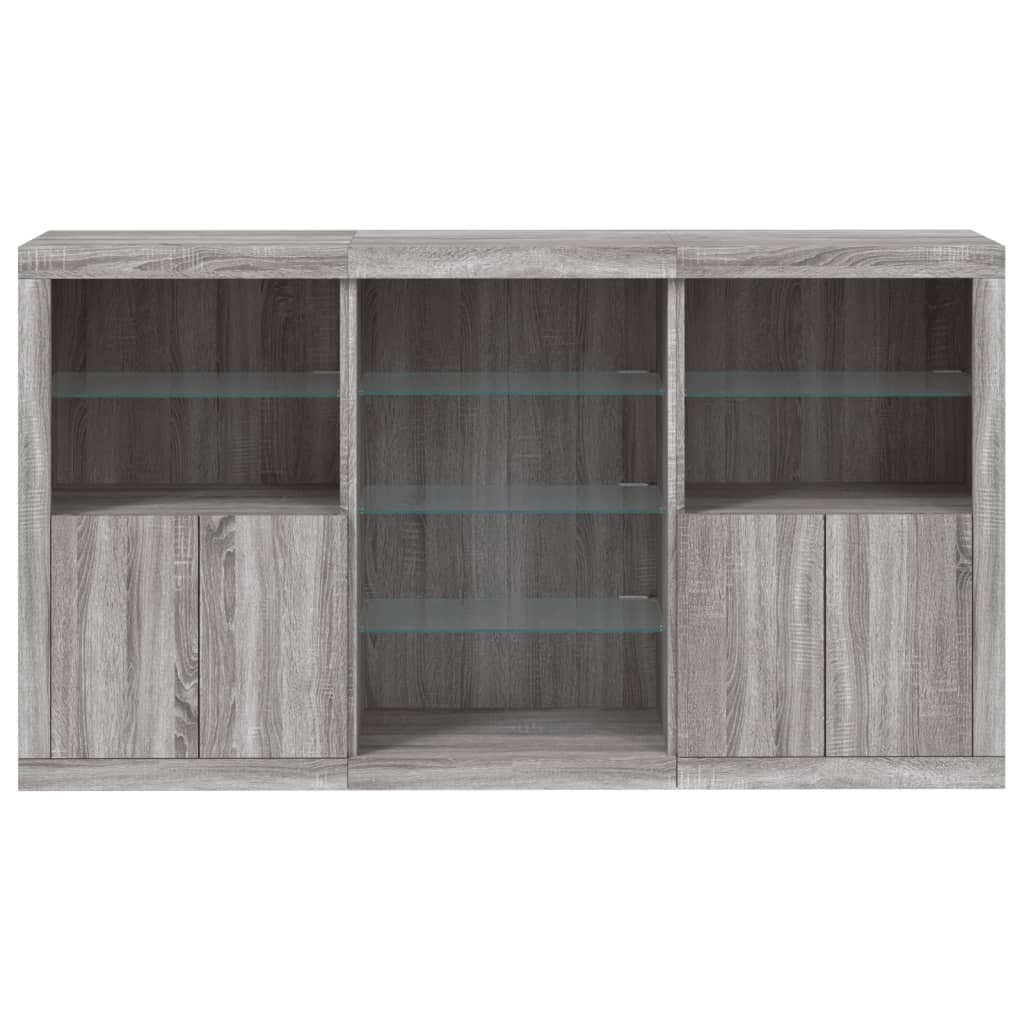 vidaXL Servantă cu lumini LED, gri sonoma, 181,5x37x100 cm vidaXL Servantă cu lumini LED, gri sonoma, 181,5x37x100 cm