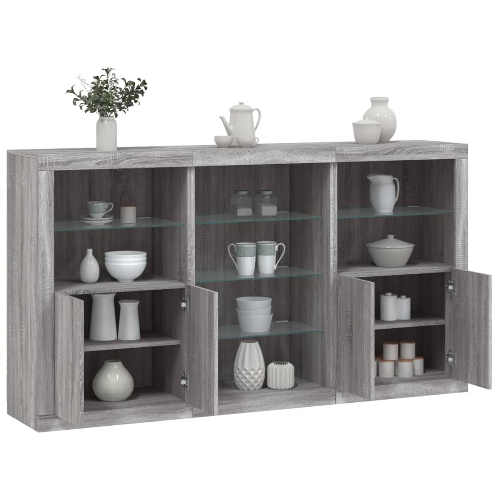 vidaXL Servantă cu lumini LED, gri sonoma, 181,5x37x100 cm vidaXL Servantă cu lumini LED, gri sonoma, 181,5x37x100 cm