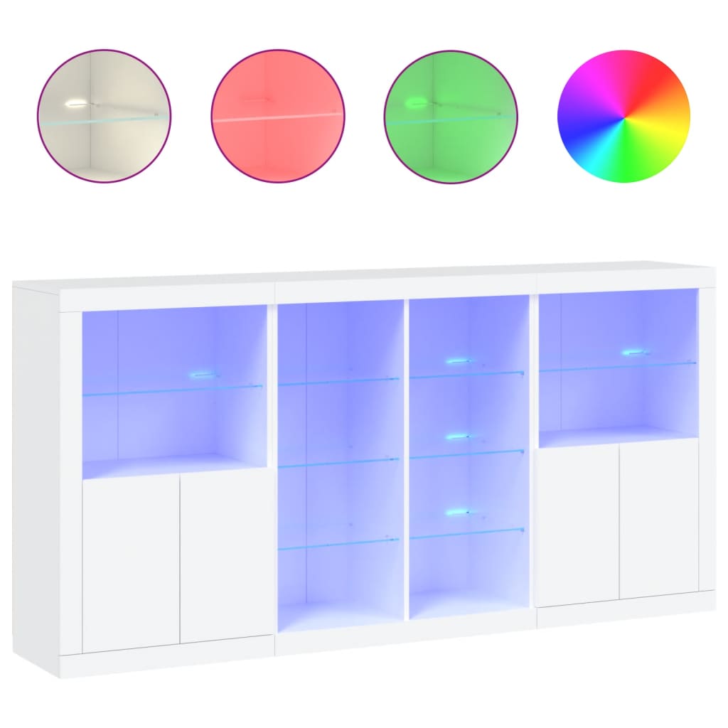 vidaXL Servantă cu lumini LED, alb, 202x37x100 cm vidaXL Servantă cu lumini LED, alb, 202x37x100 cm
