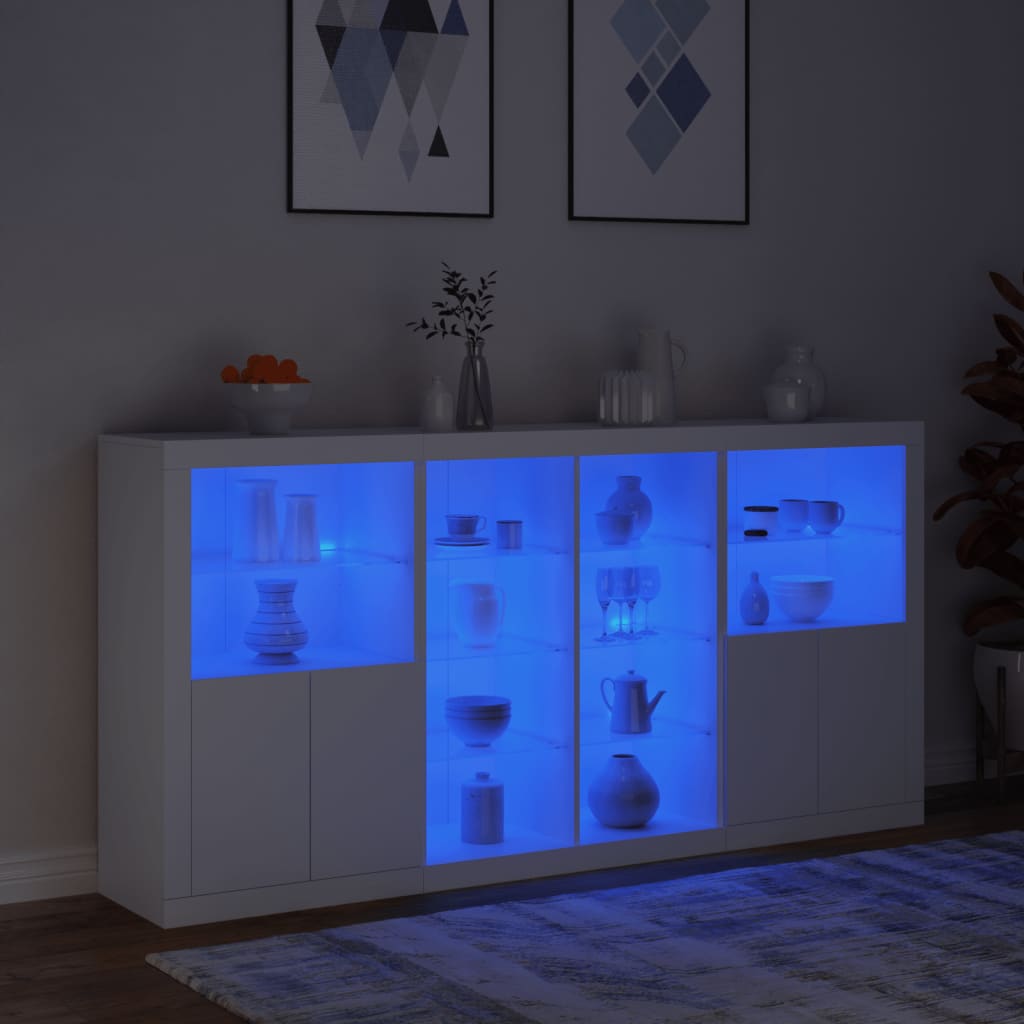 vidaXL Servantă cu lumini LED, alb, 202x37x100 cm vidaXL Servantă cu lumini LED, alb, 202x37x100 cm