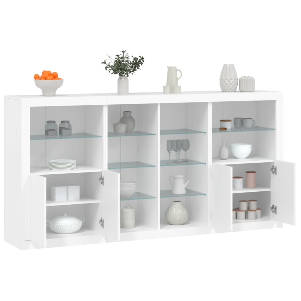 vidaXL Servantă cu lumini LED, alb, 202x37x100 cm vidaXL Servantă cu lumini LED, alb, 202x37x100 cm