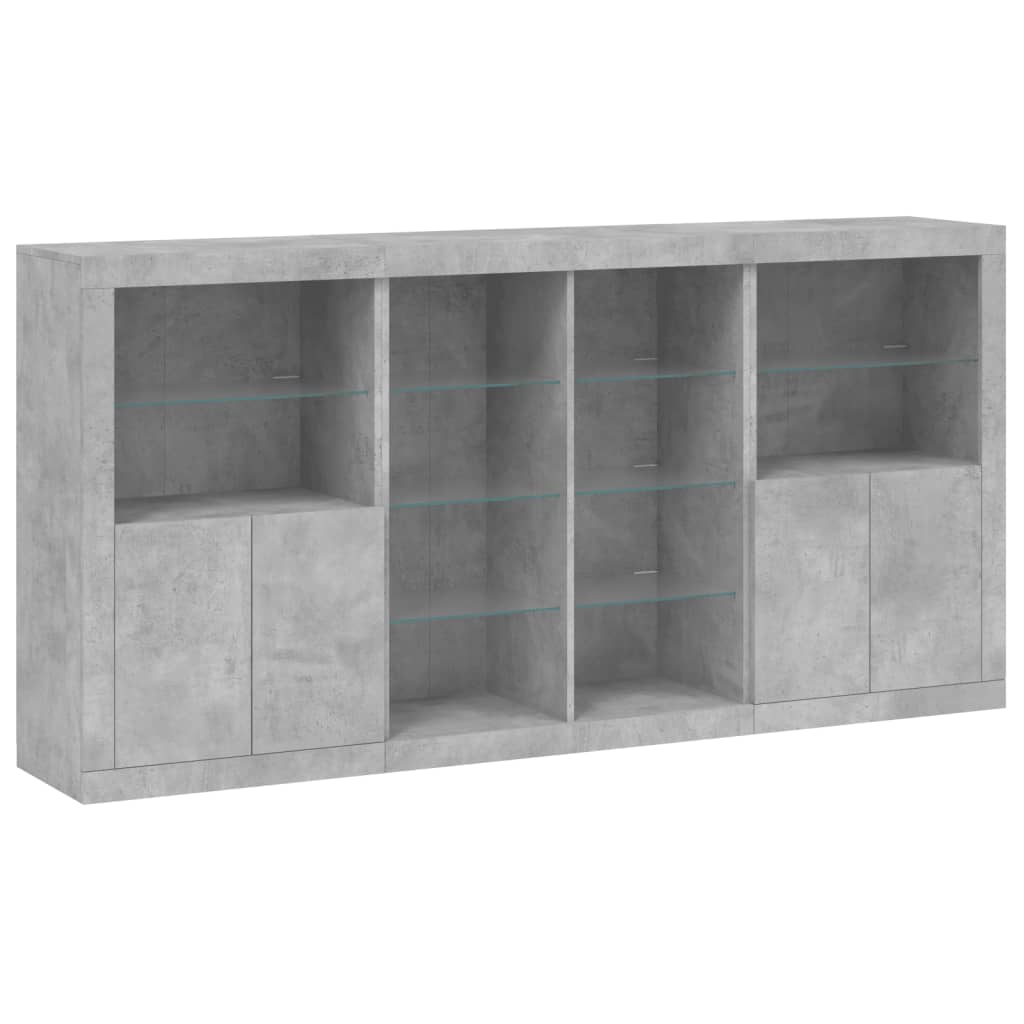 vidaXL Servantă cu lumini LED, gri beton, 202x37x100 cm vidaXL Servantă cu lumini LED, gri beton, 202x37x100 cm