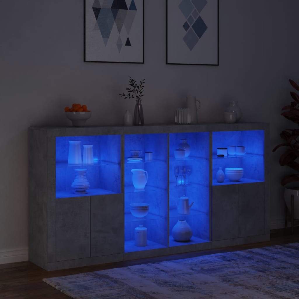 vidaXL Servantă cu lumini LED, gri beton, 202x37x100 cm vidaXL Servantă cu lumini LED, gri beton, 202x37x100 cm