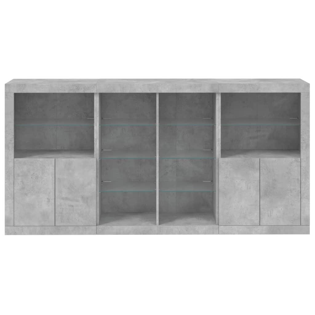 vidaXL Servantă cu lumini LED, gri beton, 202x37x100 cm vidaXL Servantă cu lumini LED, gri beton, 202x37x100 cm