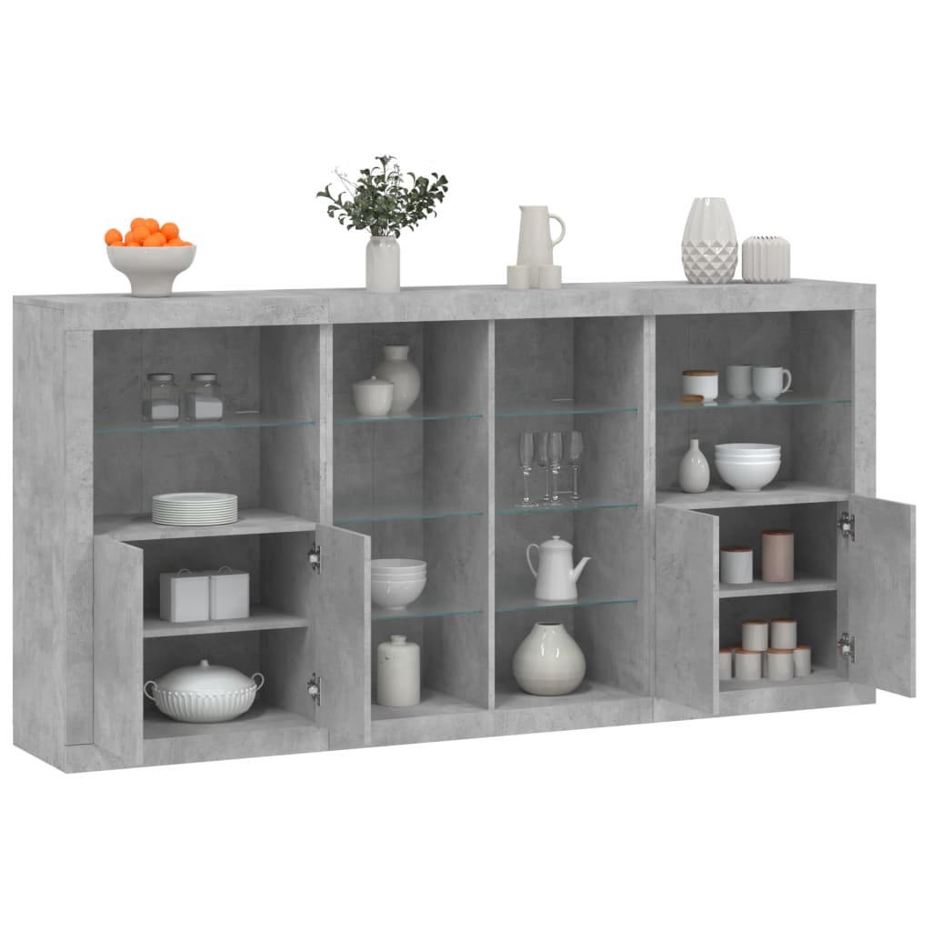 vidaXL Servantă cu lumini LED, gri beton, 202x37x100 cm vidaXL Servantă cu lumini LED, gri beton, 202x37x100 cm